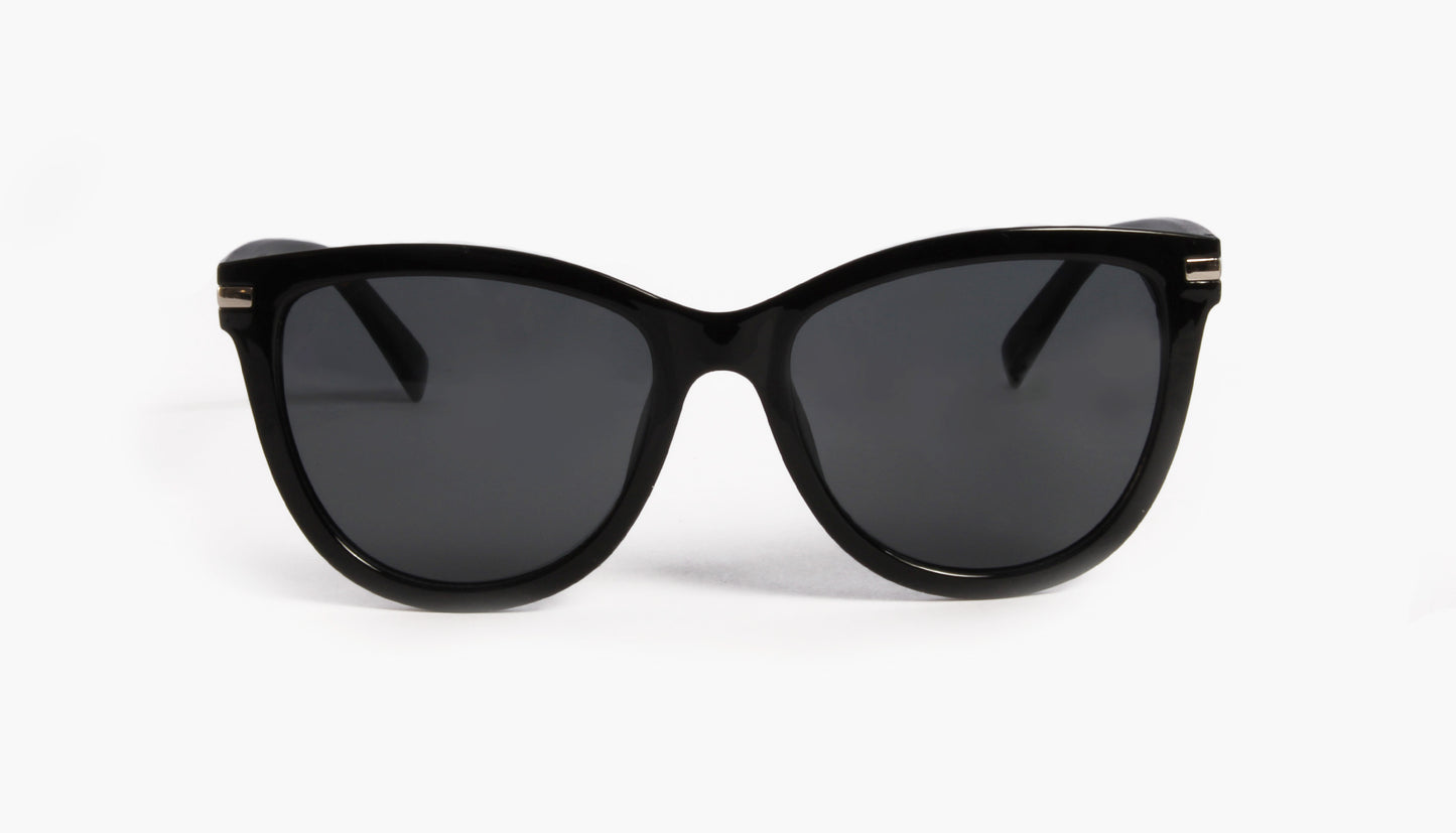 NEWPORT BLACK MODERN CAT EYE SUNGLASS WITH BLACK LENSES