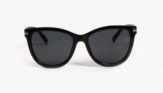 NEWPORT BLACK MODERN CAT EYE SUNGLASS WITH BLACK LENSES