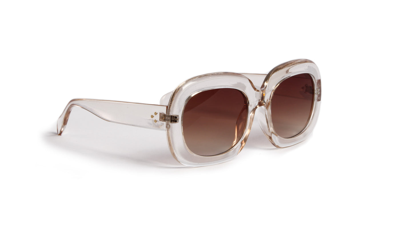 AVALON CLEAR MOD SUNGLASS WITH BROWN LENSES