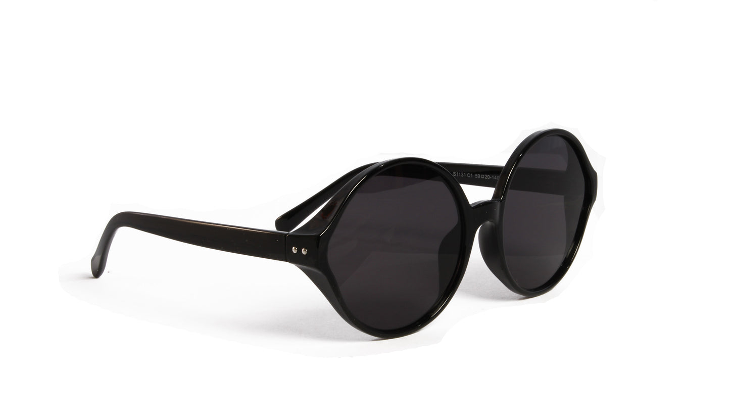 JALAMA RETRO ROUND SUNGLASS WITH BLACK LENSES