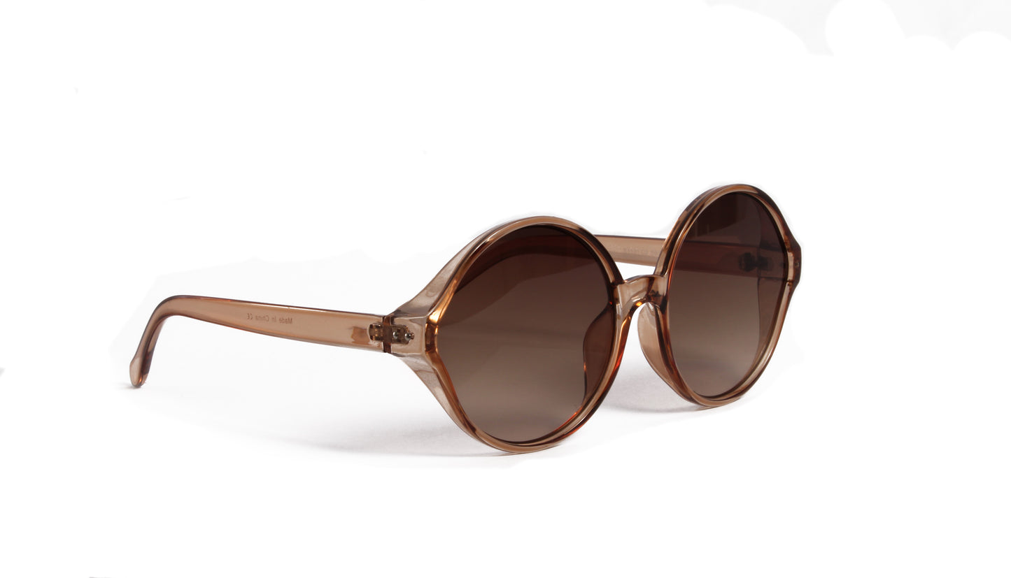 JALAMA BROWN RETRO ROUND SUNGLASS WITH BROWN LENSES