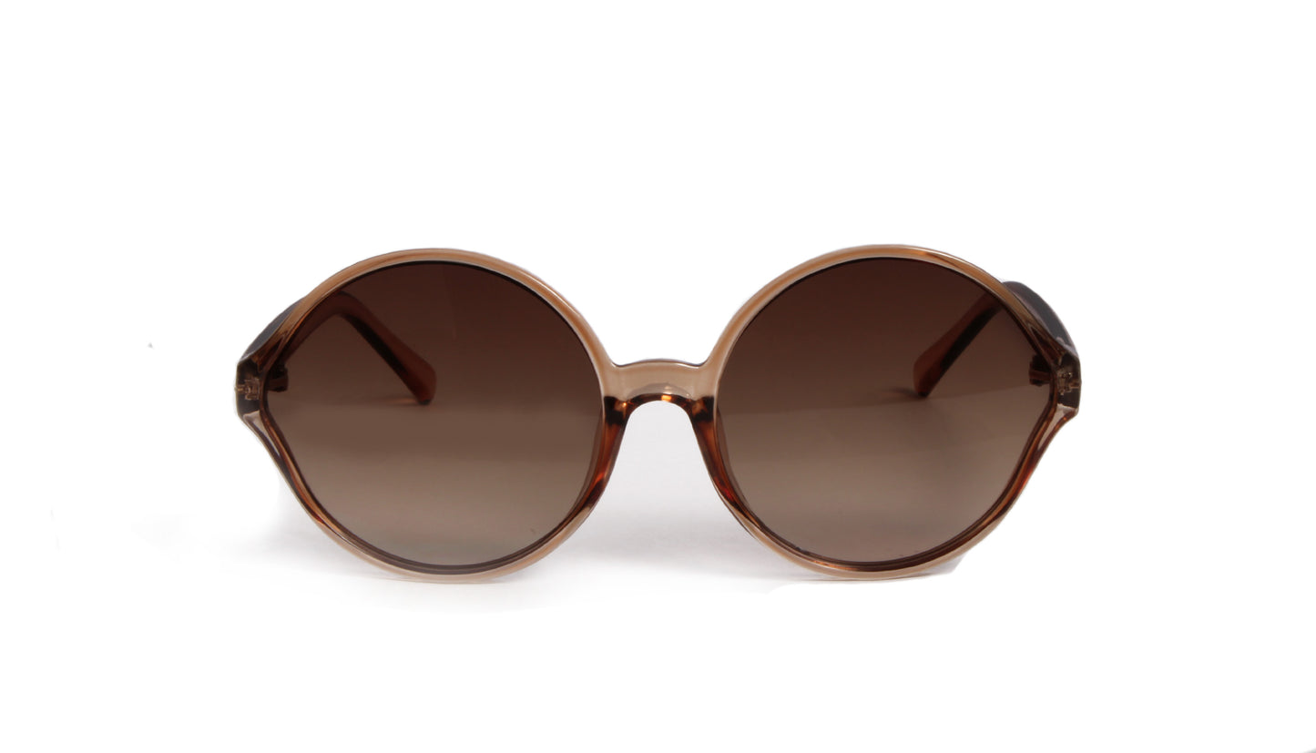 JALAMA BROWN RETRO ROUND SUNGLASS WITH BROWN LENSES