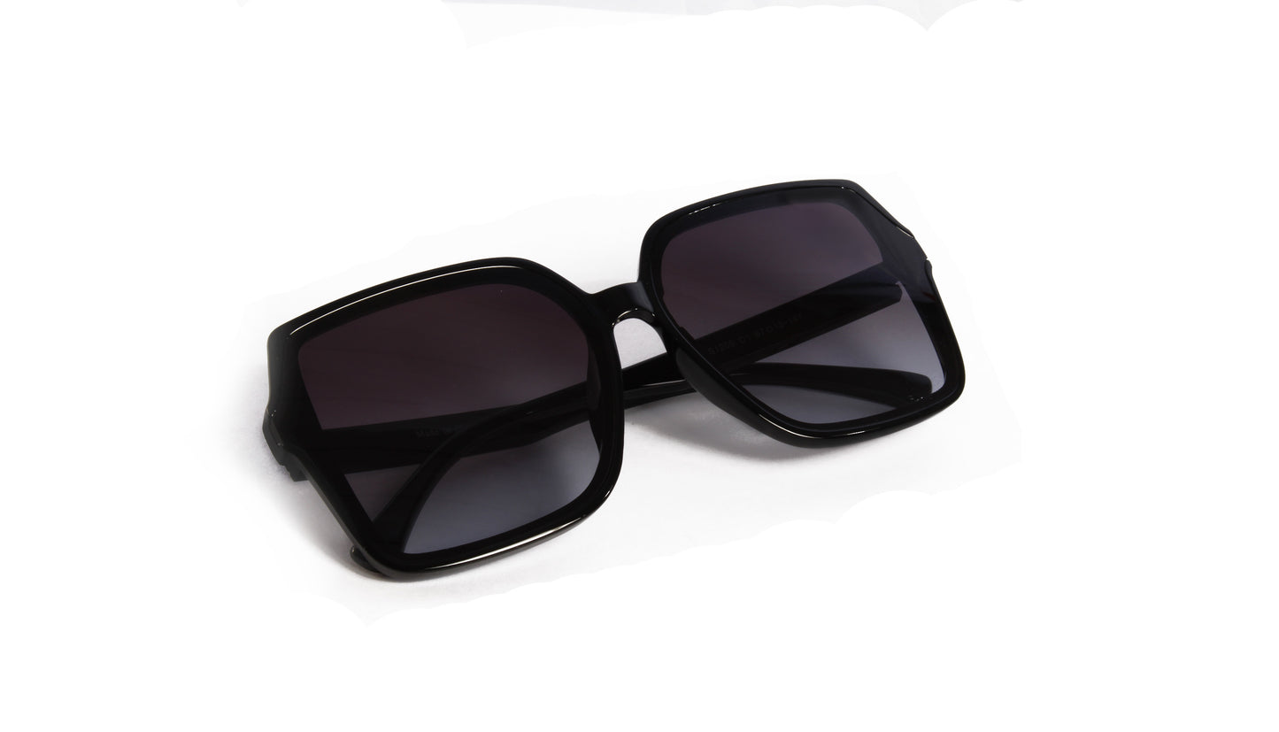 LOMPOC OVERSIZED SQUARE BLACK SUNGLASS WITH BLUE LENSES