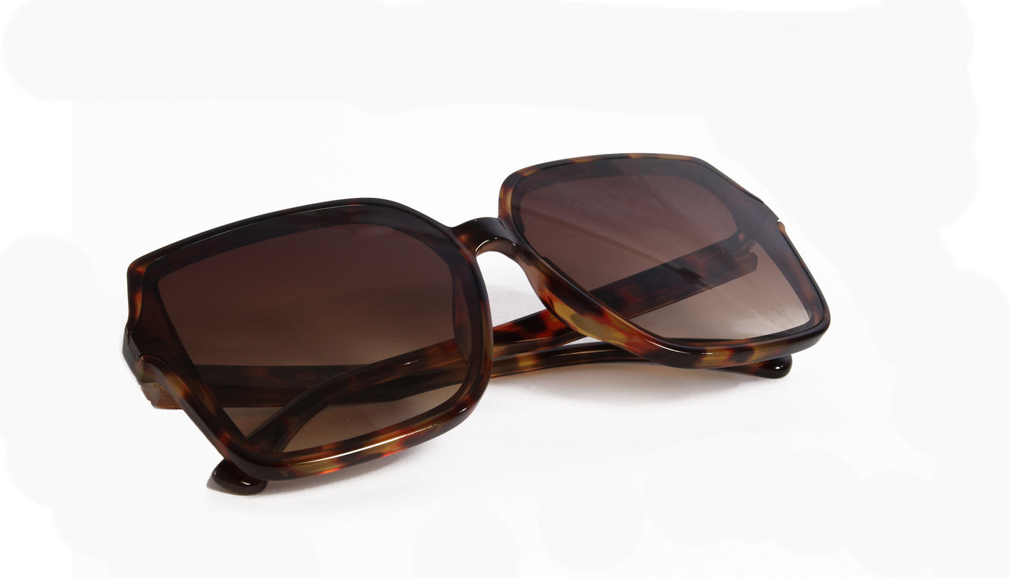 LOMPOC OVERSIZED SQUARE TORTOISE SUNGLASS WITH BROWN LENSES