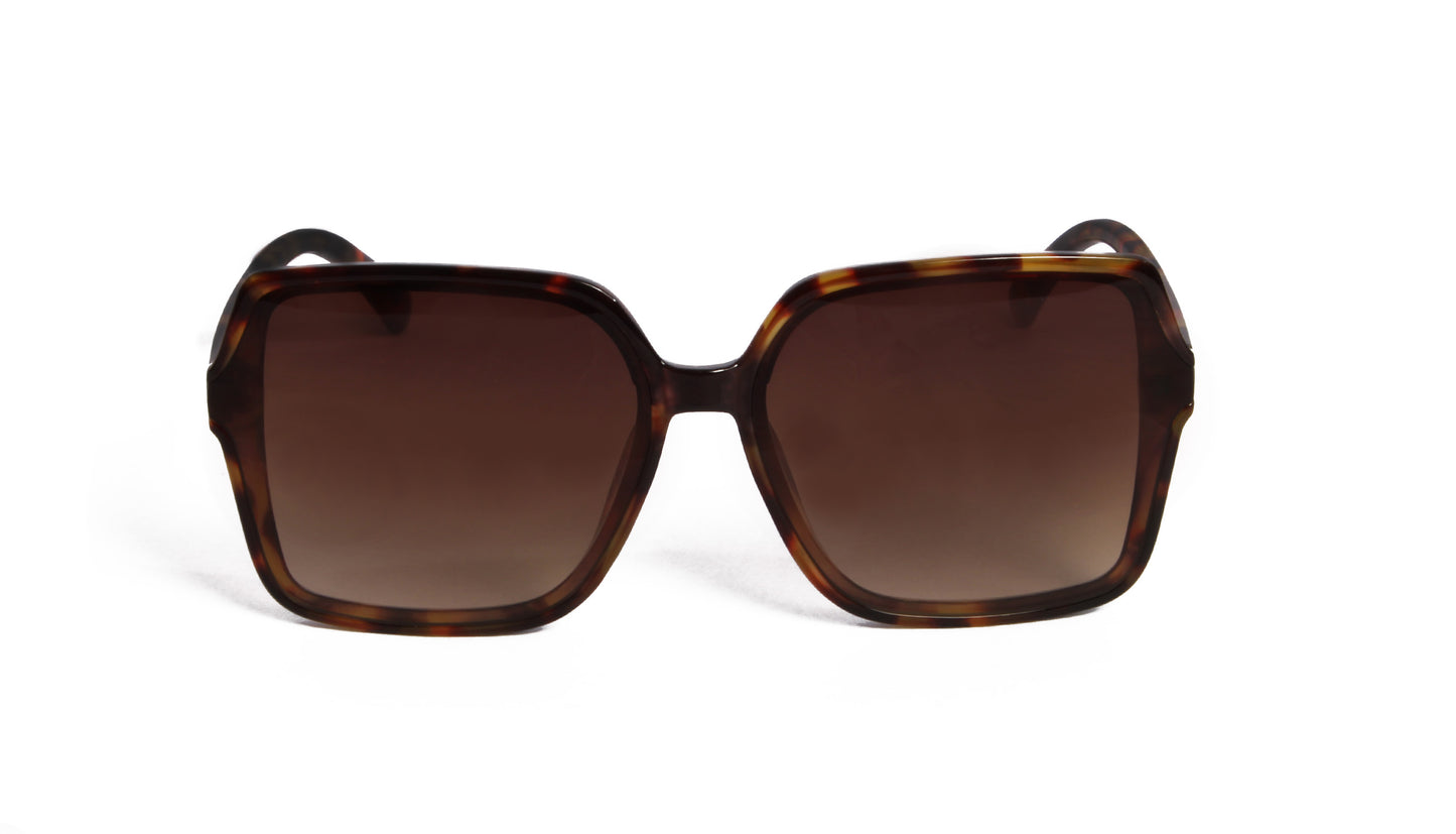 LOMPOC OVERSIZED SQUARE TORTOISE SUNGLASS WITH BROWN LENSES