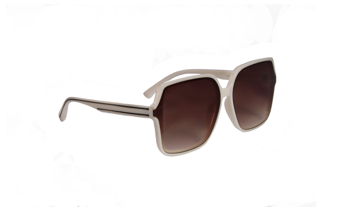 LOMPOC OVERSIZED SQUARE WHITE SUNGLASS WITH BROWN LENSES