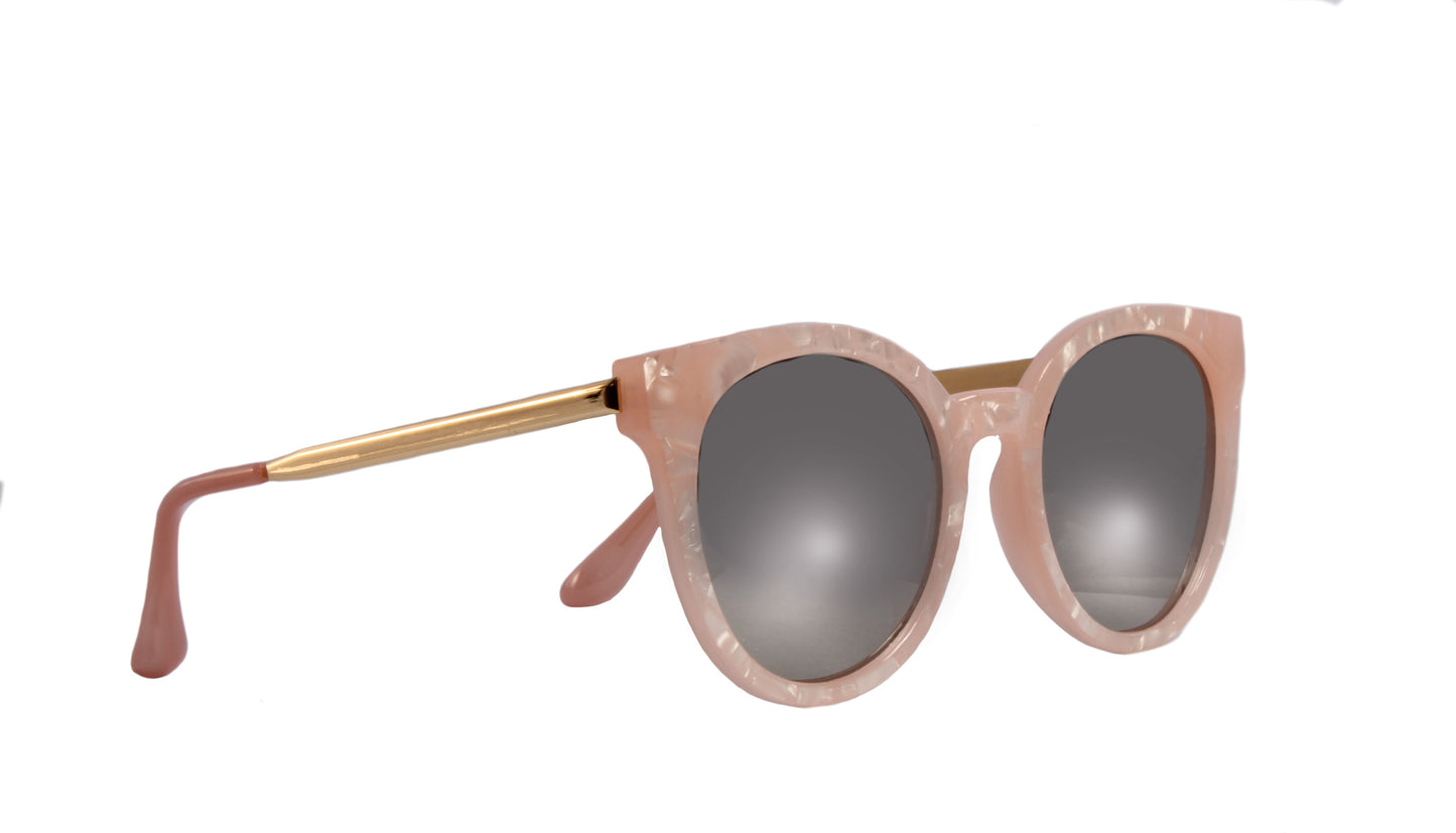 OCEANSIDE PINK MODERN CAT EYE SUNGLASS WITH GRAY MIRRORED LENSES