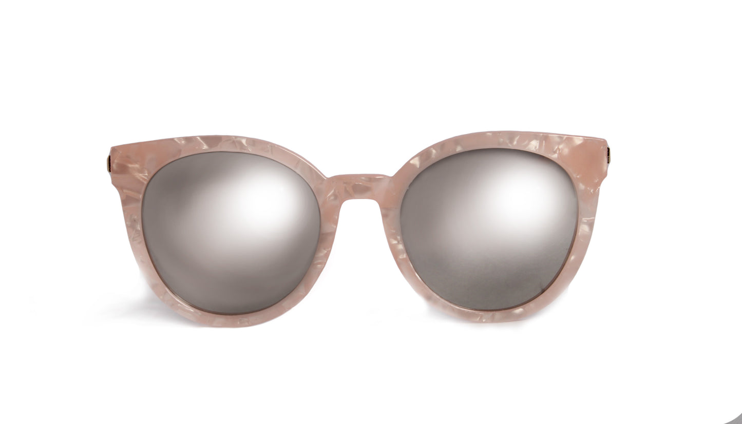 OCEANSIDE PINK MODERN CAT EYE SUNGLASS WITH GRAY MIRRORED LENSES