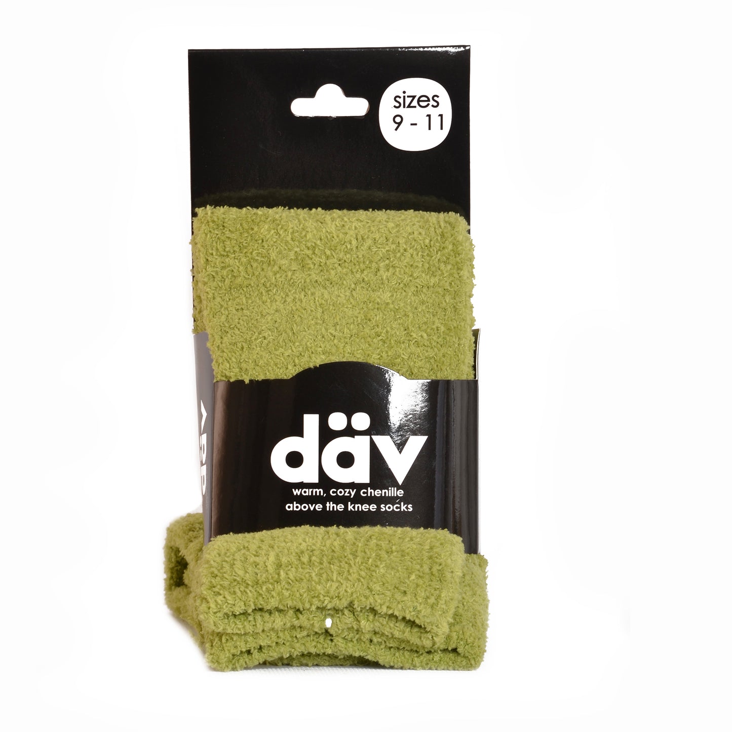 GREEN CHENILLE COZY ABOVE KNEE SOCK