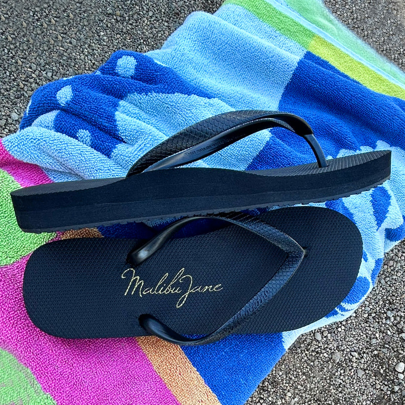 Malibu Jane Comfortable Flip Flops Ventura Black