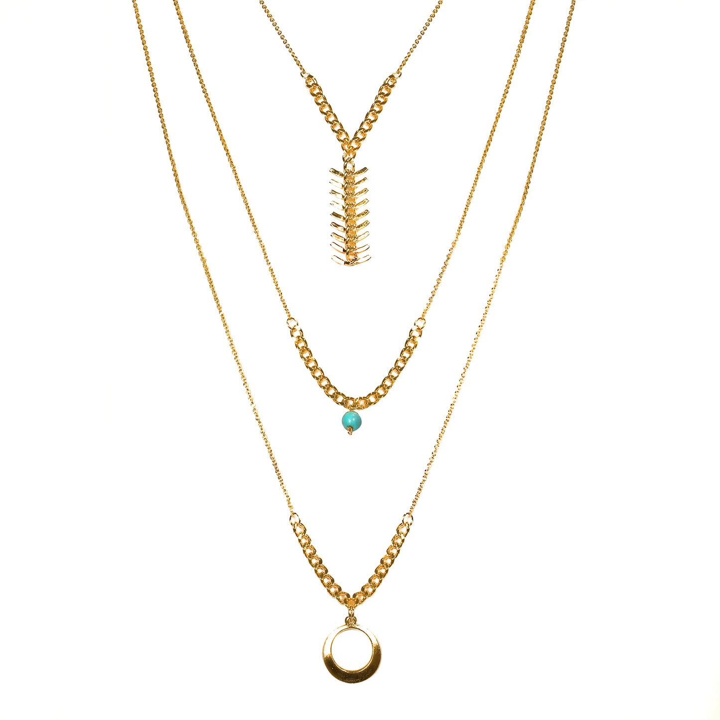 LAYERED TRIPLE NECKLACE IN GOLD