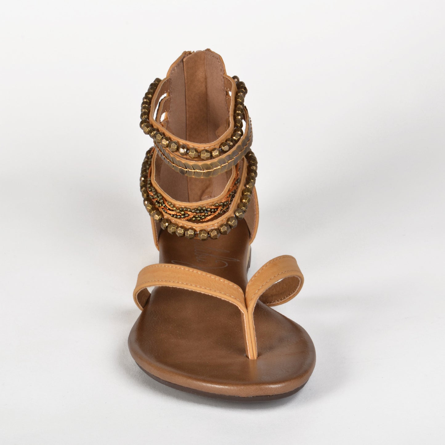 Malibu Jane comfortable vegan leather Laguna embellished ankle strap thong sandal